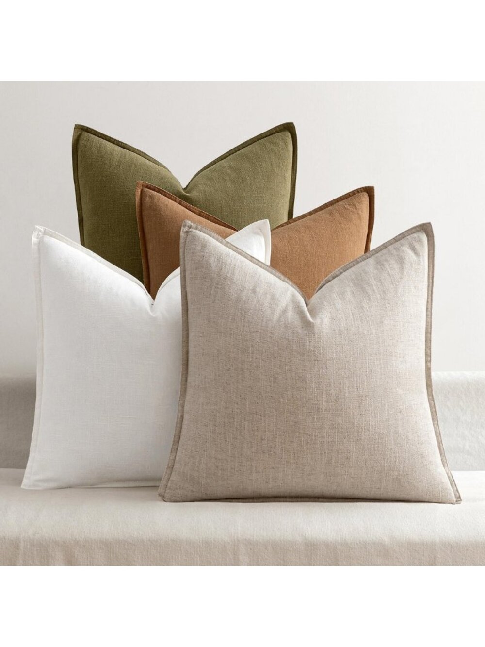 Boho Chic Brown Linen Decorative Pillow Covers 20x20 Inch Set of 4 - Cozy Home